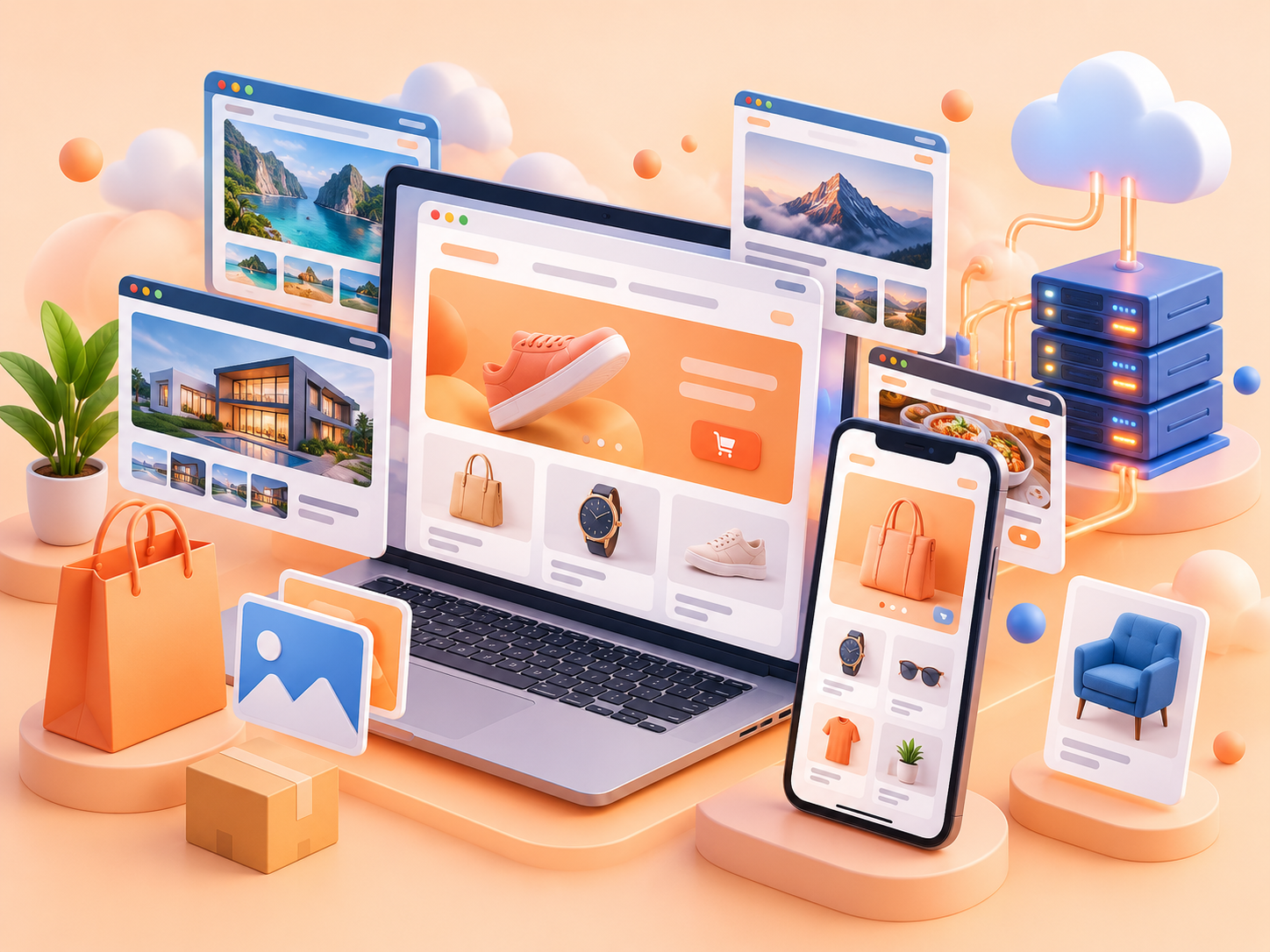 Ilustrasi website bisnis dan toko online