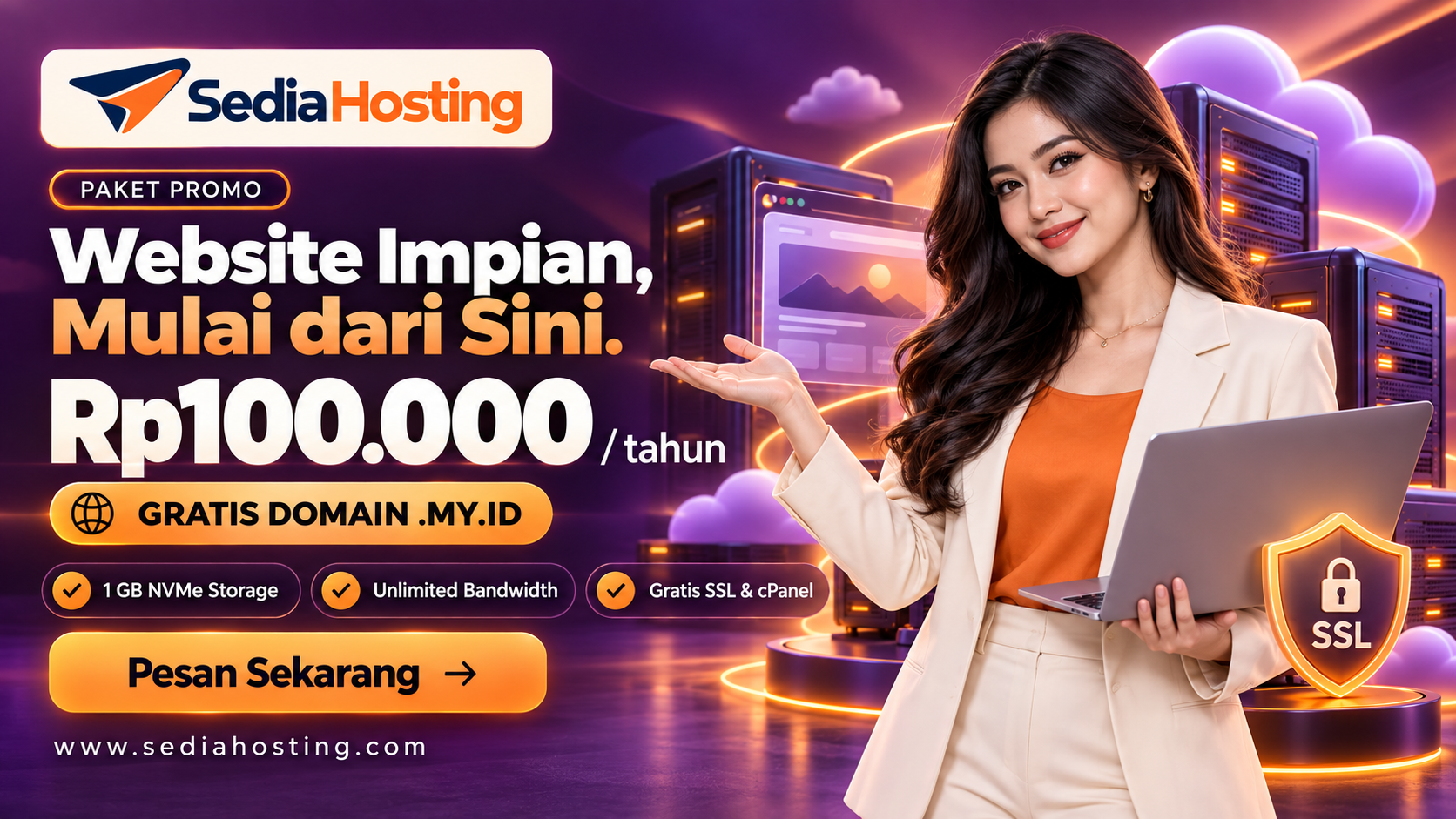 Hosting Hemat Rp100 Ribu Setahun, Gratis Domain .My.Id